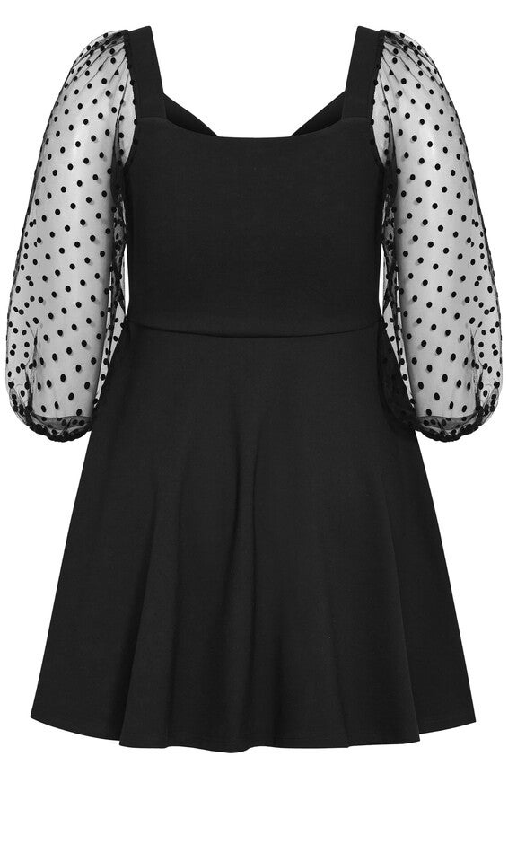 Asher Spot Sleeve Dress - black, BLACK, alternate image number 5