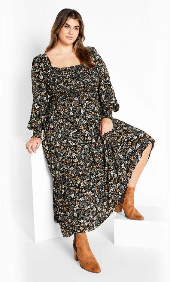 Emilie Dress - ditsy, BLACK, hi-res image number 0