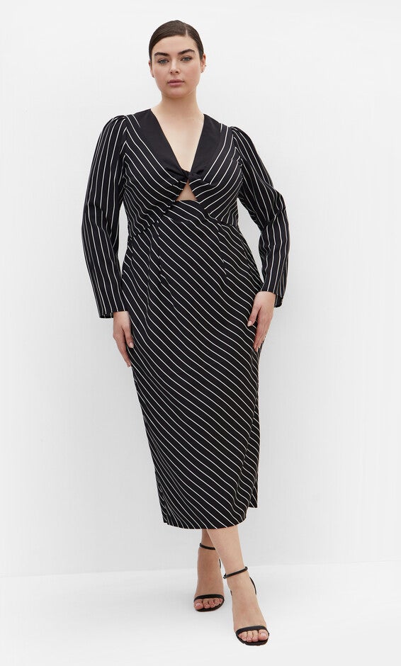 Enya Border Dress - ivory, BLACK, alternate image number 2
