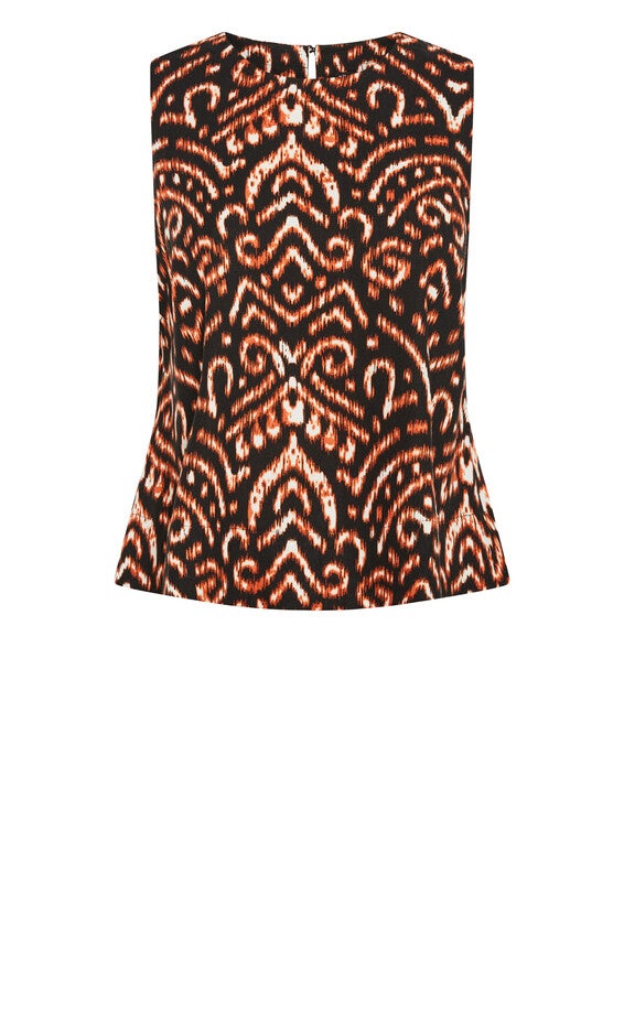 Amara Print Top - black, IKAT, alternate image number 3