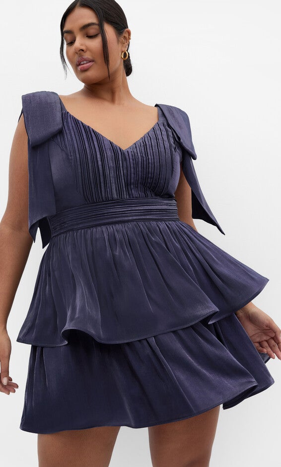 Betty Ruffle Mini Dress - navy, BLUE, alternate image number null