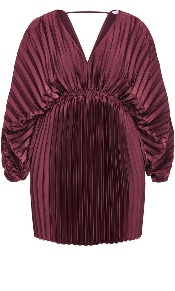 Chloe Pleat Dress - burgundy, RED, alternate image number 4