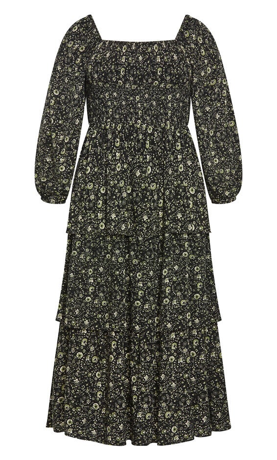 Dahlia Tiered Maxi Dress - olive, GREEN, alternate image number null