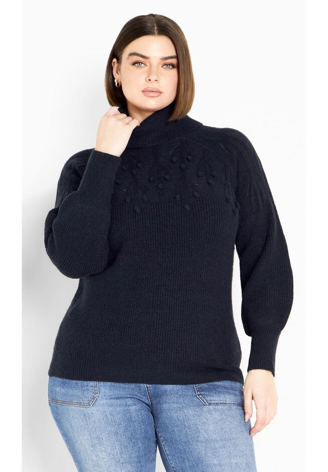 Elsa Pom Pom Sweater, NAVY, hi-res image number null
