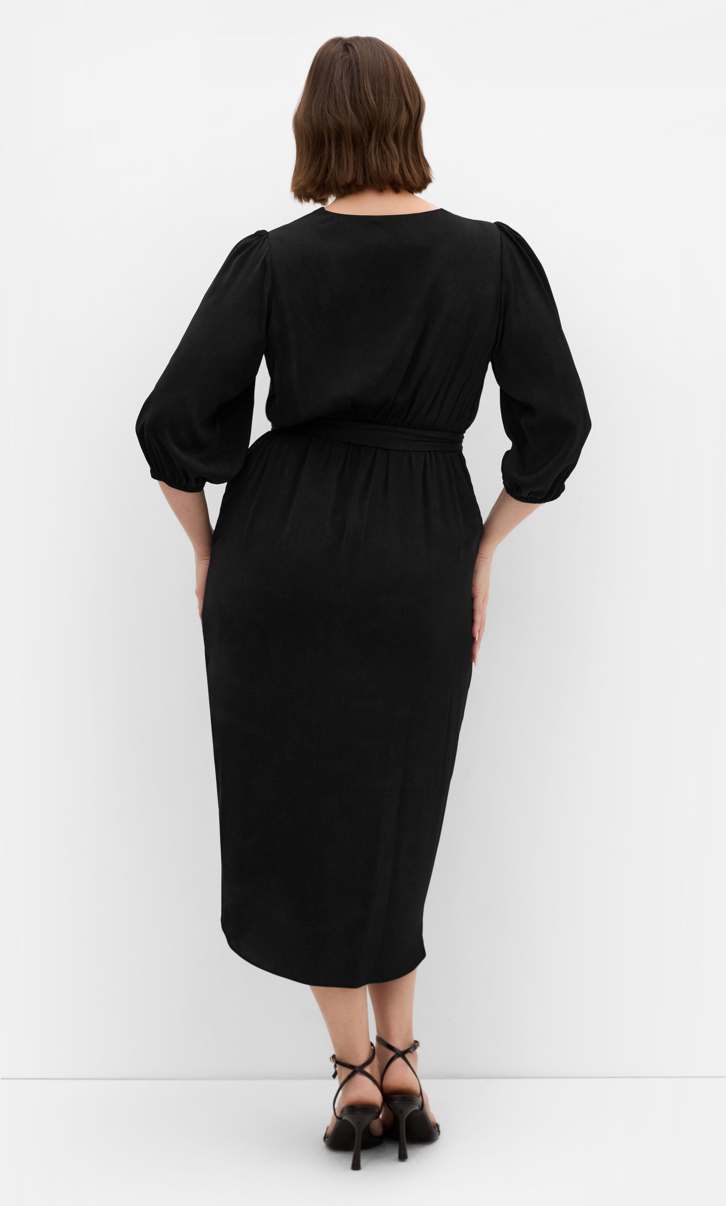 Opulent Elbow Sleeve Dress - black, BLACK, alternate image number 2