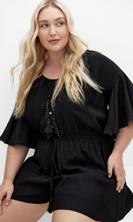 Harlow Lace Playsuit - black, BLACK, hi-res image number null