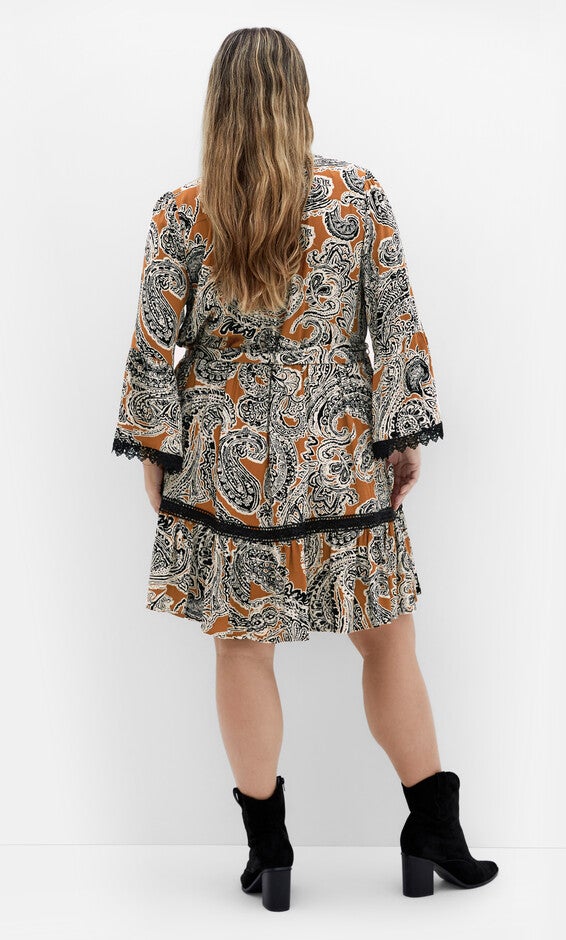 Camille Print Dress - caramel, BROWN, alternate image number 1