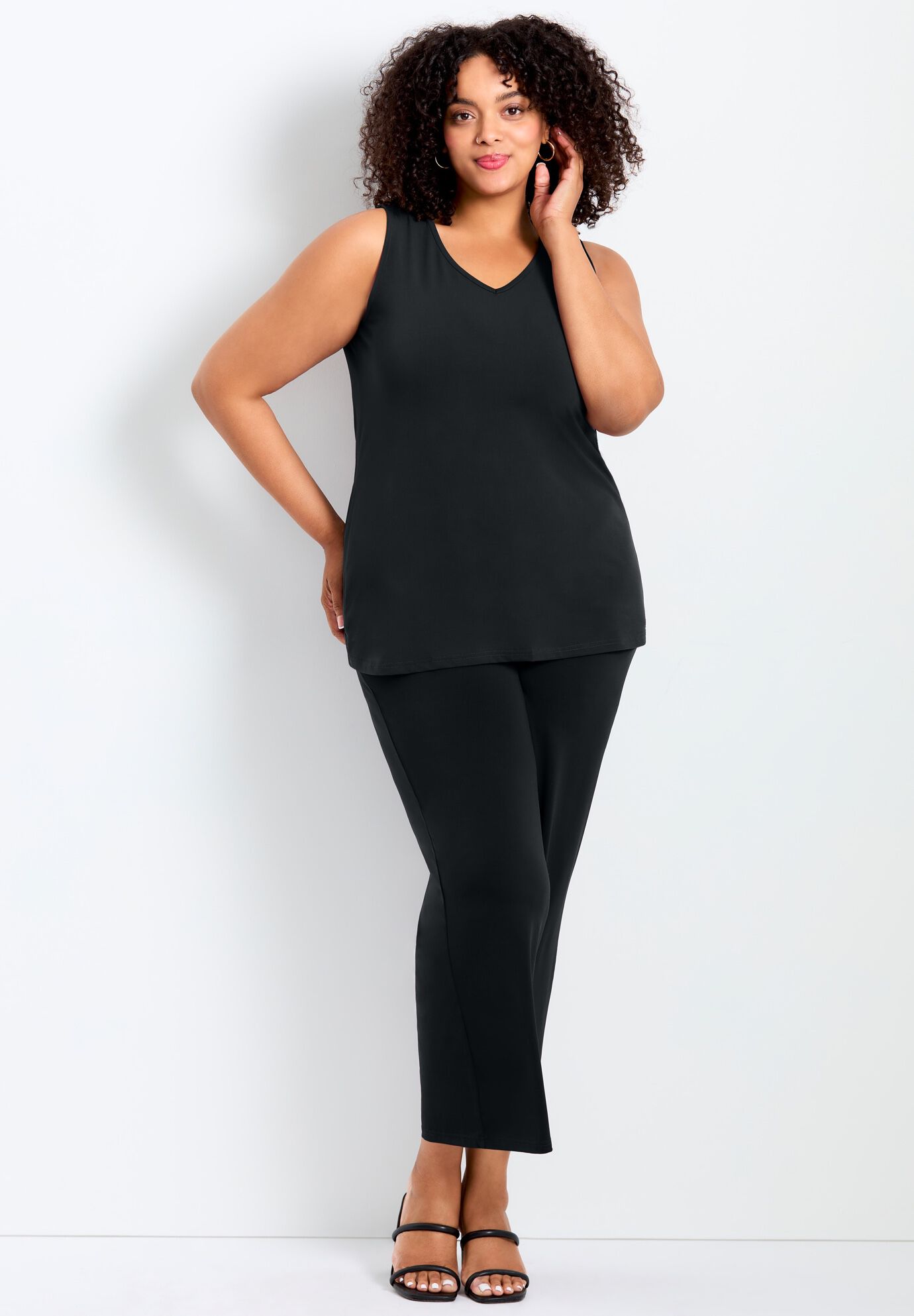 V-Neck Tank, BLACK, on-hover image number 1