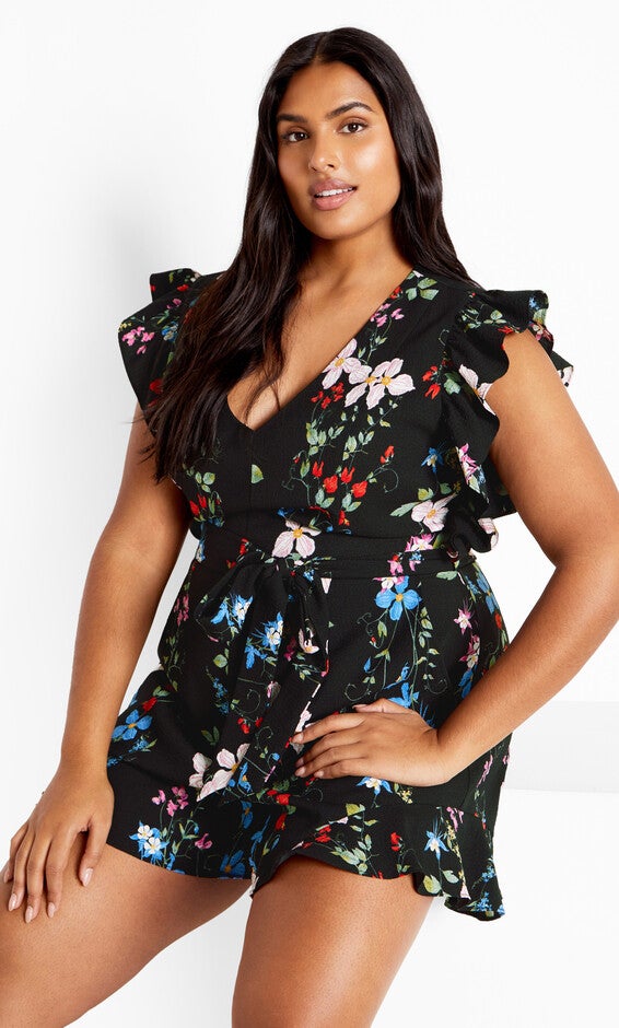 Fee Print Playsuit - black, FLORAL, hi-res image number 0