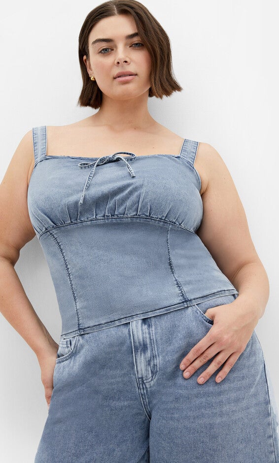 Abbie Denim Top - light wash, BLUE, hi-res image number null
