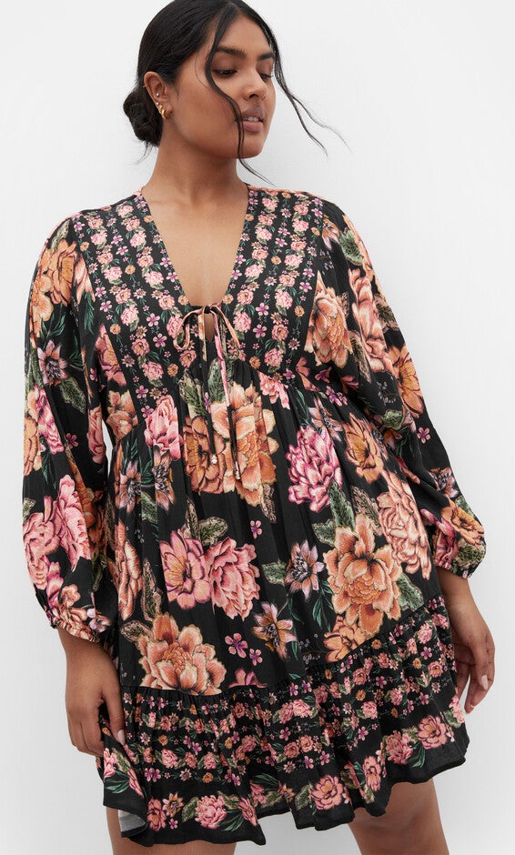 Devine Mini Border Dress - black, BLACK, alternate image number null