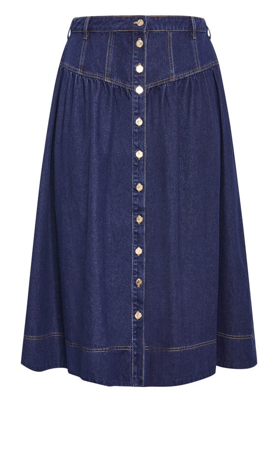 Ari Denim Skirt - dark denim, BLUE, alternate image number 3