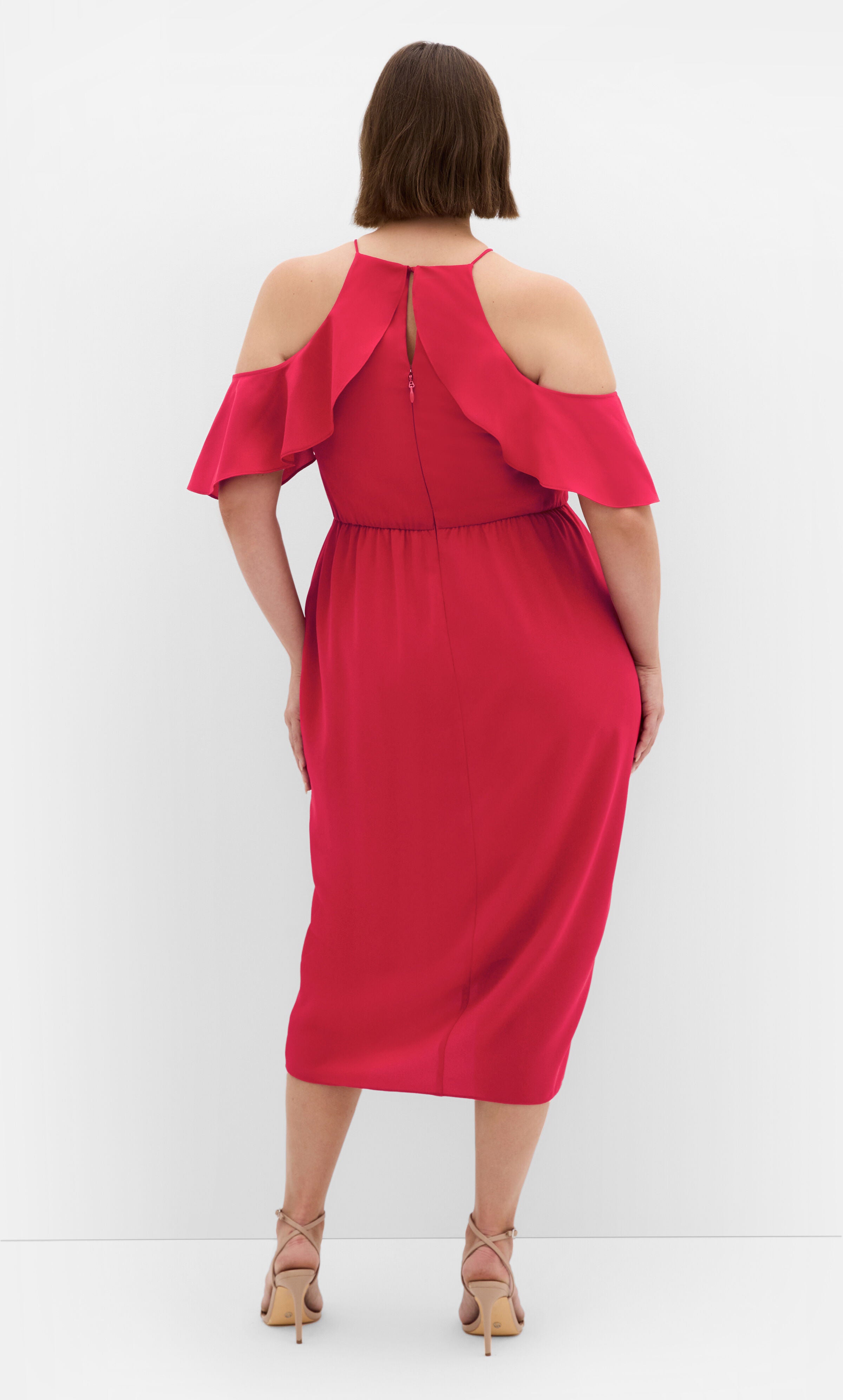 Love Siren Ruffle Shoulder Dress - siren red, RED, alternate image number 2