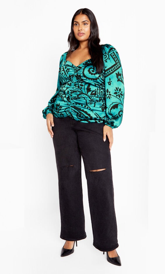 Sienna Print Top - peacock, GREEN, alternate image number null