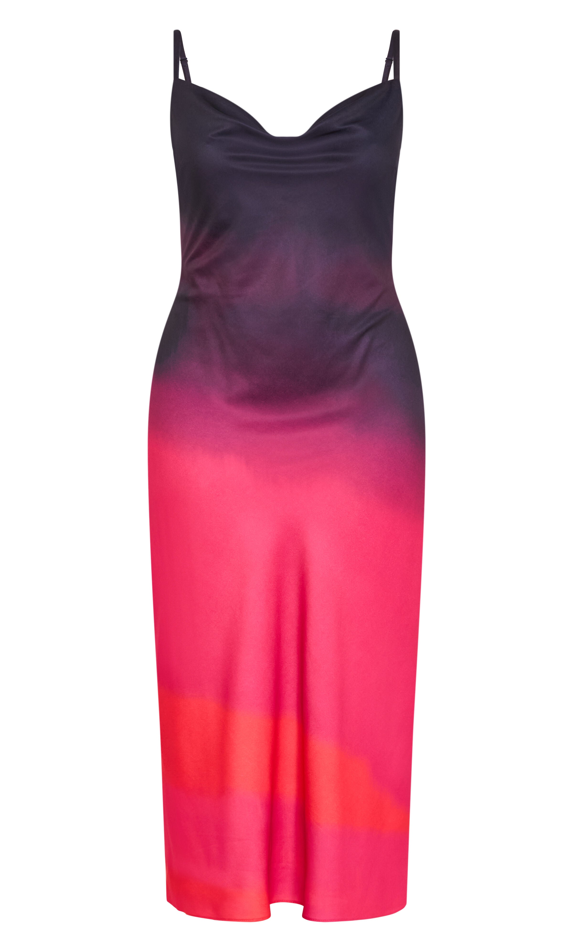 Ombre Cowl Dress - berry multi, ORANGE, alternate image number 3