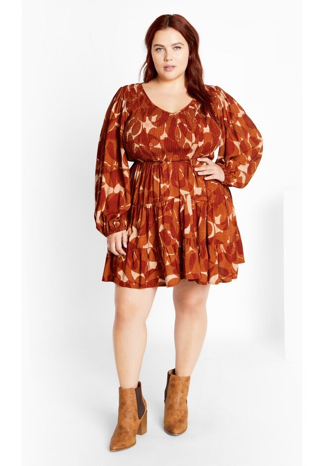 Jemma Mini Print Dress - amber multi, AMBER, on-hover image number 1