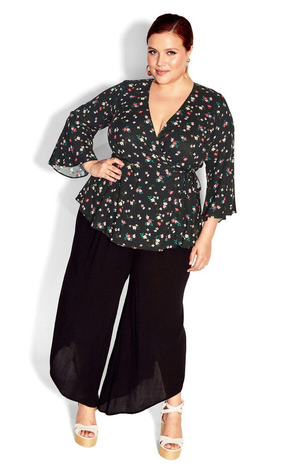Holiday Print Top - black, BLACK, alternate image number 4