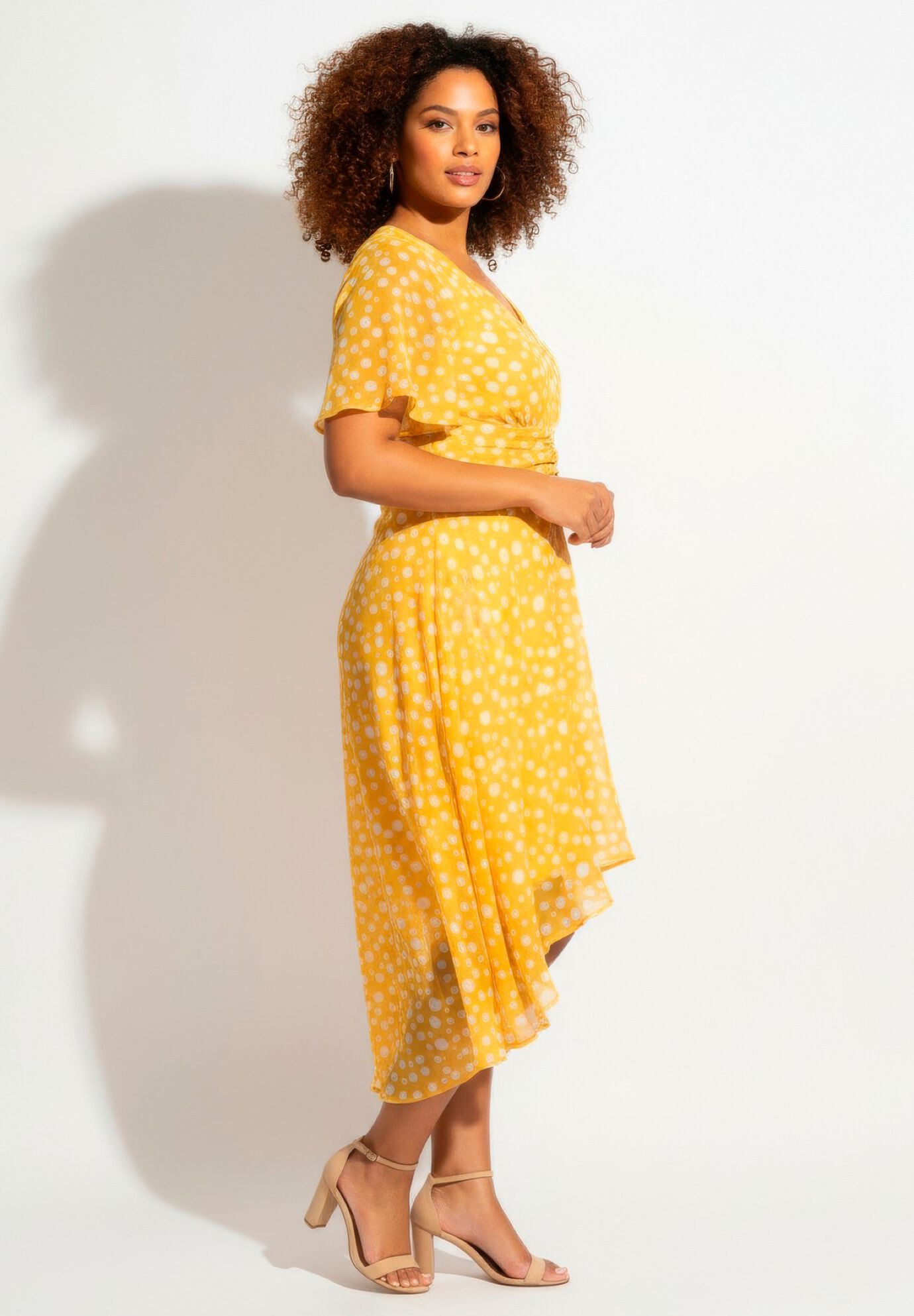 High-Low Midi Dress, SUNSET SPECKLE DOT, alternate image number 3