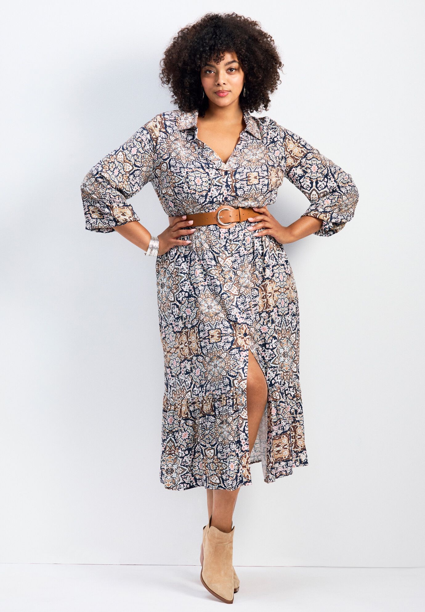 Averie Print Shirtdress With Belt, WILD FRONTIER, hi-res image number 0