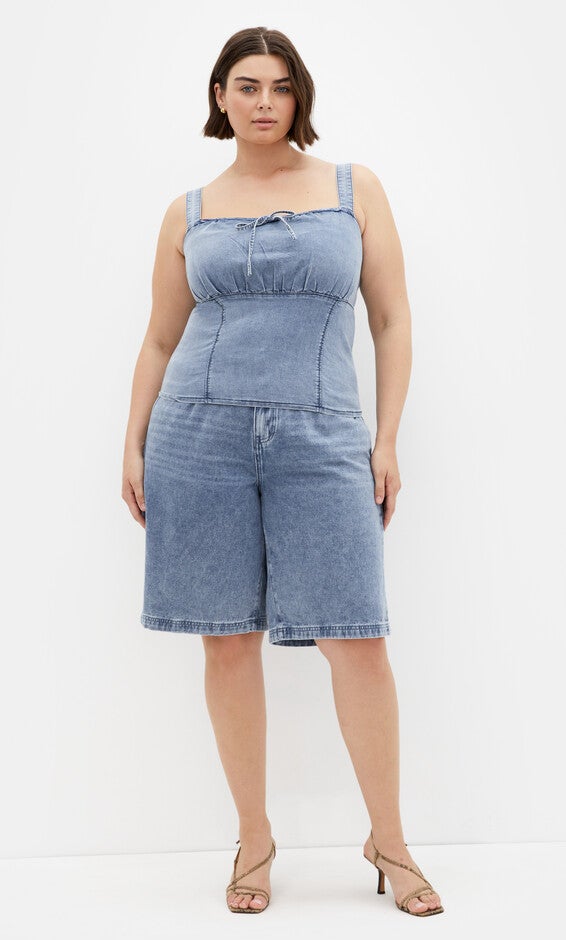 Abbie Denim Top - light wash, BLUE, alternate image number null