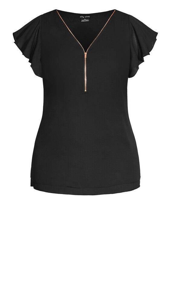 Zip Fling Top - black, BLACK, alternate image number null