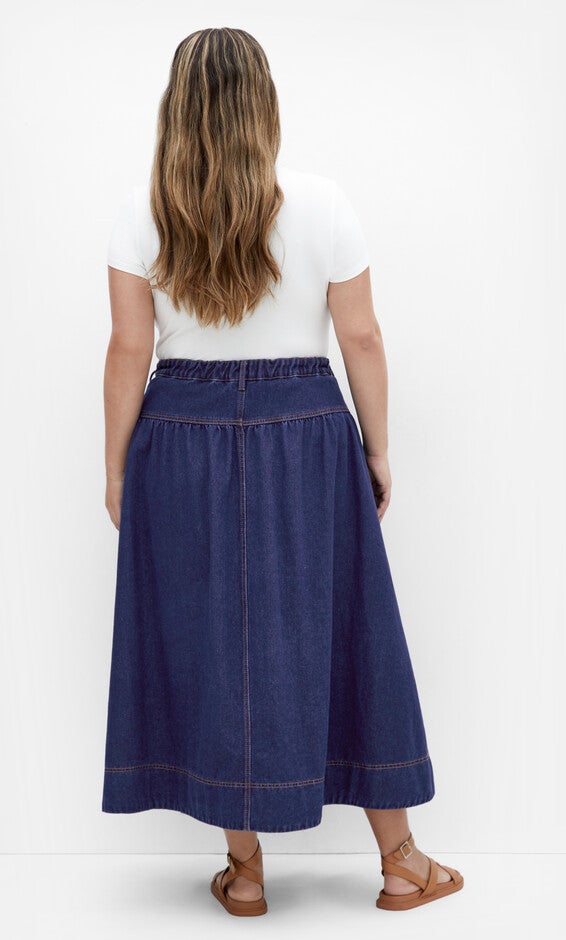 Ari Denim Skirt - dark denim, BLUE, alternate image number 1
