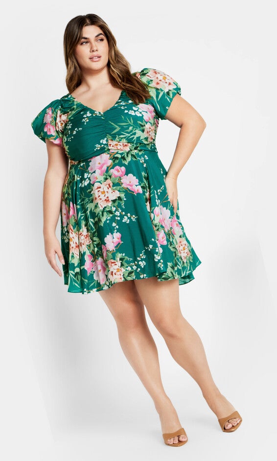 Marci Print Dress - jade, JADE SWEET BLOSSOM, hi-res image number 0