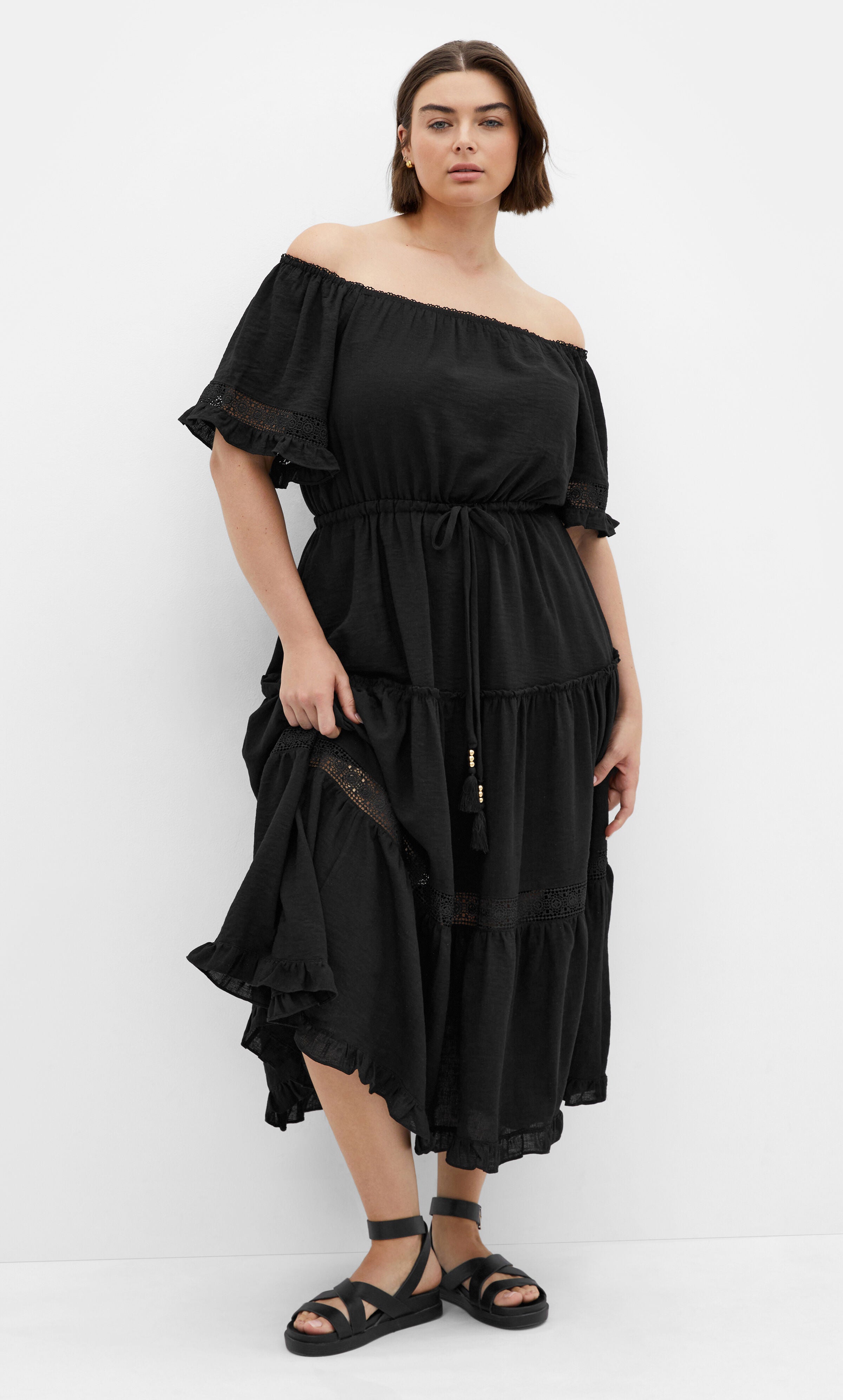 Angel Midi Dress - black, BLACK, on-hover image number 1