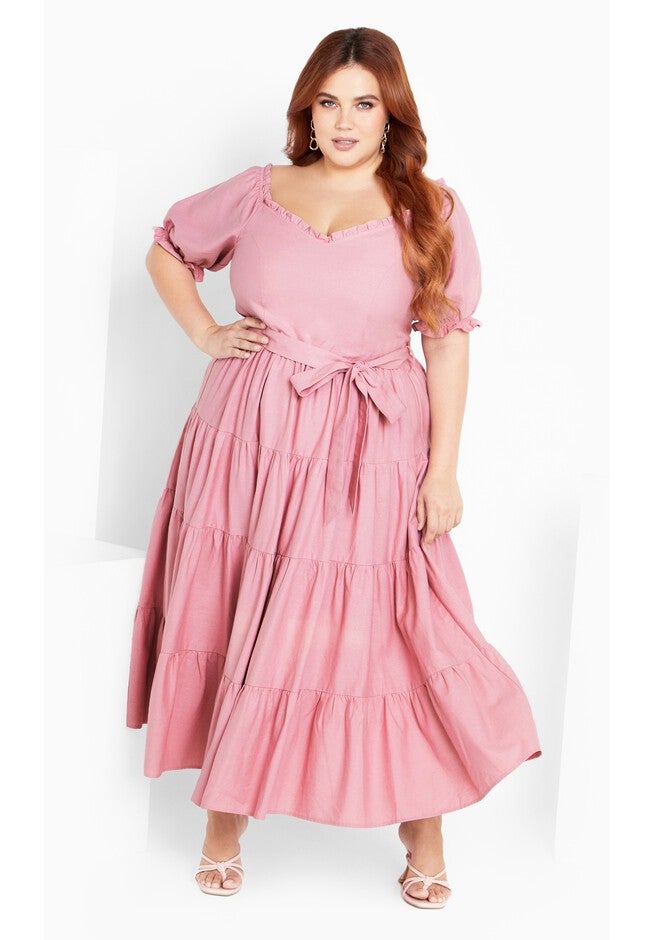 Puff Sleeve Maxi Dress - blush, BLUSH, on-hover image number null