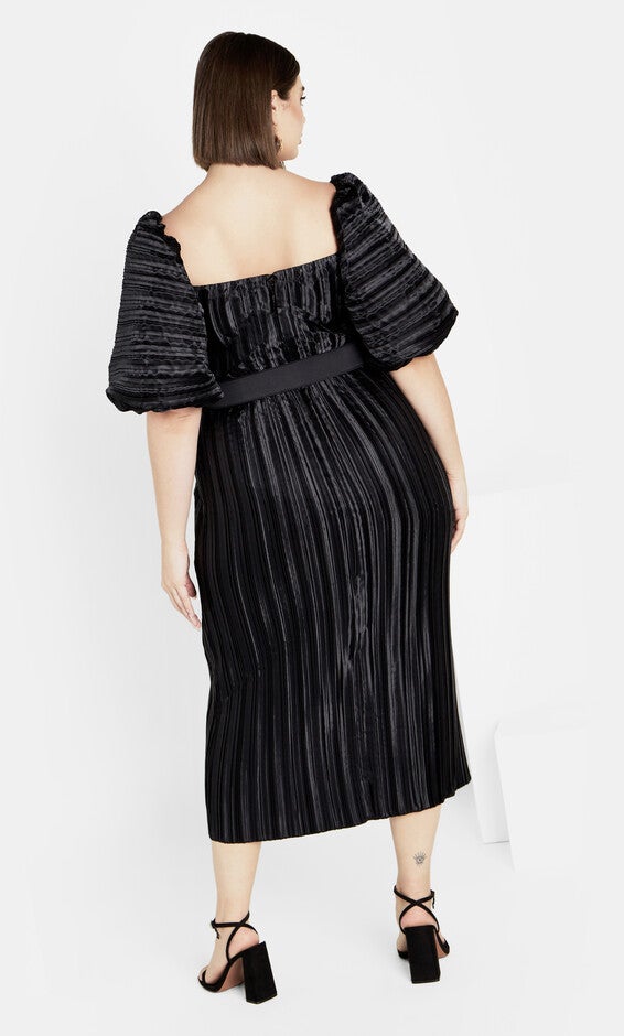 Krista Pleat Dress - black, BLACK, alternate image number null