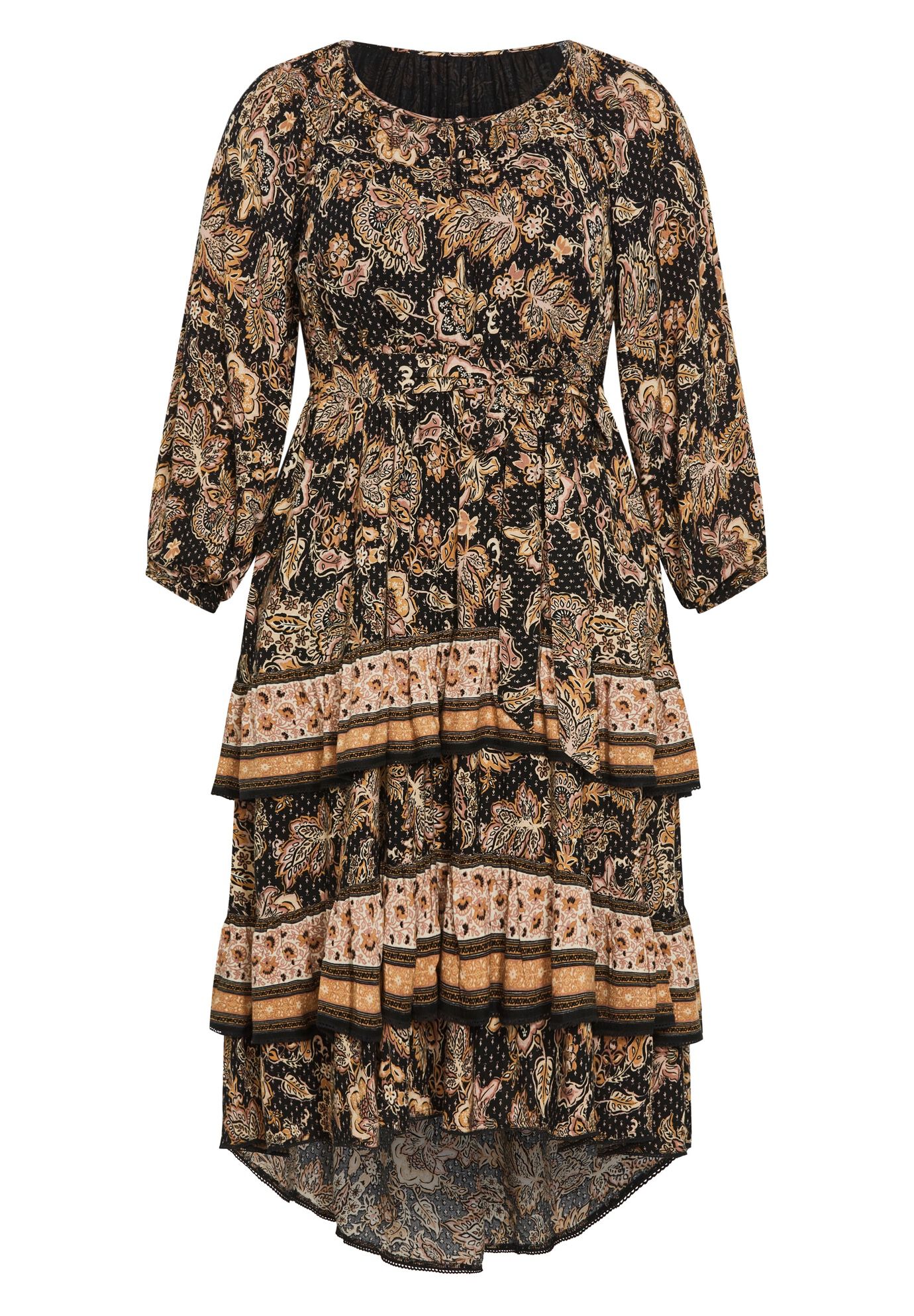 Amahle Puff Sleeve Tier Maxi Dress, FOREVER BORDER, alternate image number 4