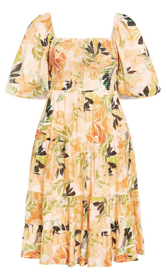 Ariella Puff Sleeves Tier Print Dress - miami, MIAMI, alternate image number 4