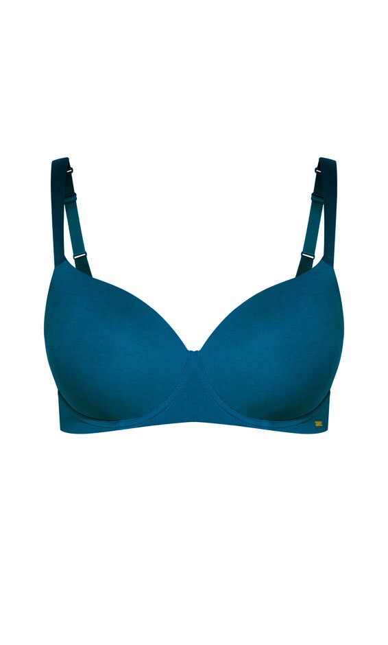 Smooth & Chic Cotton T-Shirt Bra - poseidon, BLUE, alternate image number 3