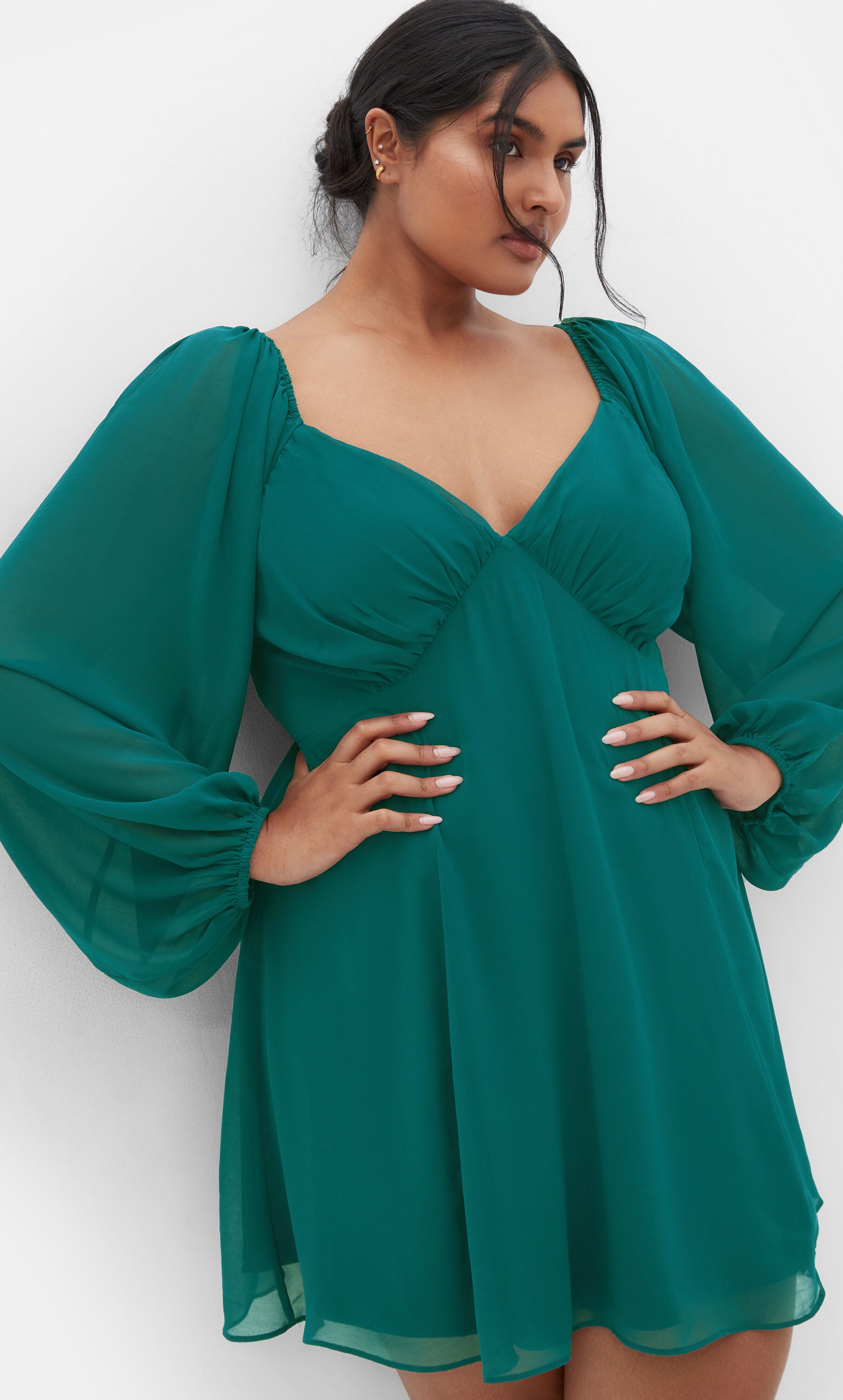 Flirty Flounce Dress - teal, BLUE, alternate image number 3