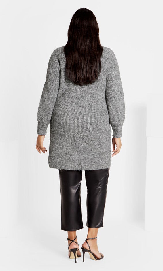 Longline Split Sweater - grey marle, GRAY, alternate image number null