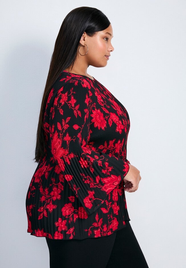 Jay Pleat Print Blouse, SCARLET BLOOM, alternate image number 2
