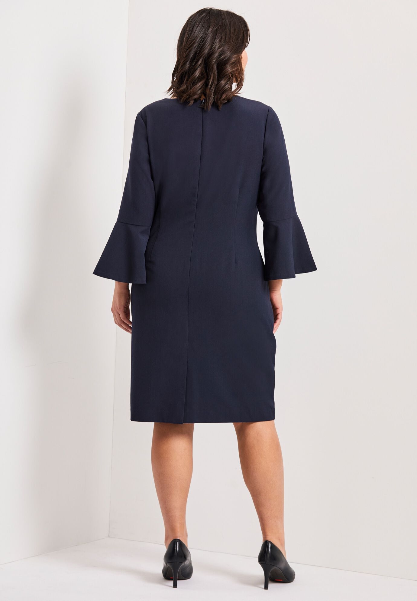 Cool Hand Bell Sleeve Dress, NAVY, alternate image number 2