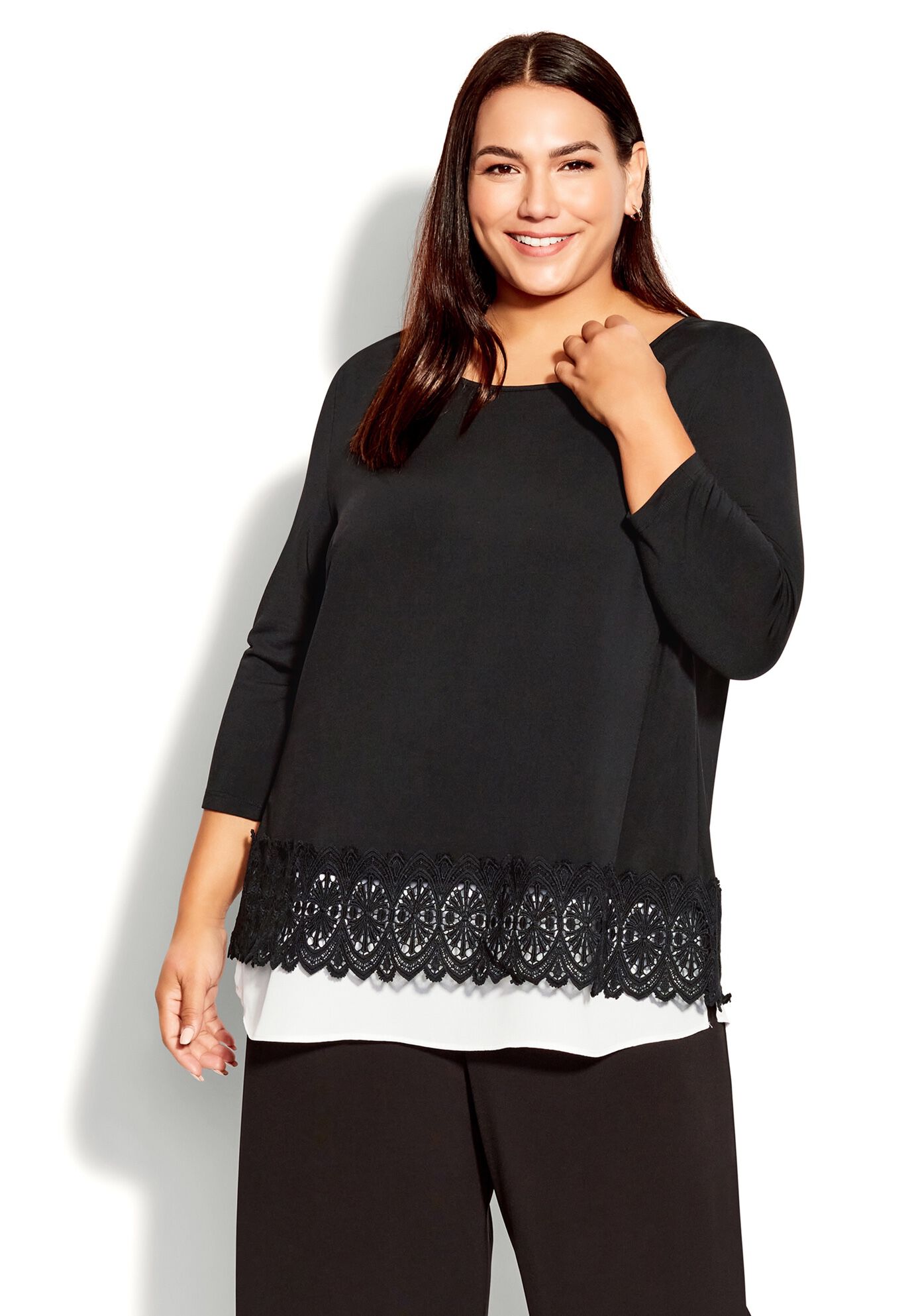 Inta Lace Top, BLACK, hi-res image number 0