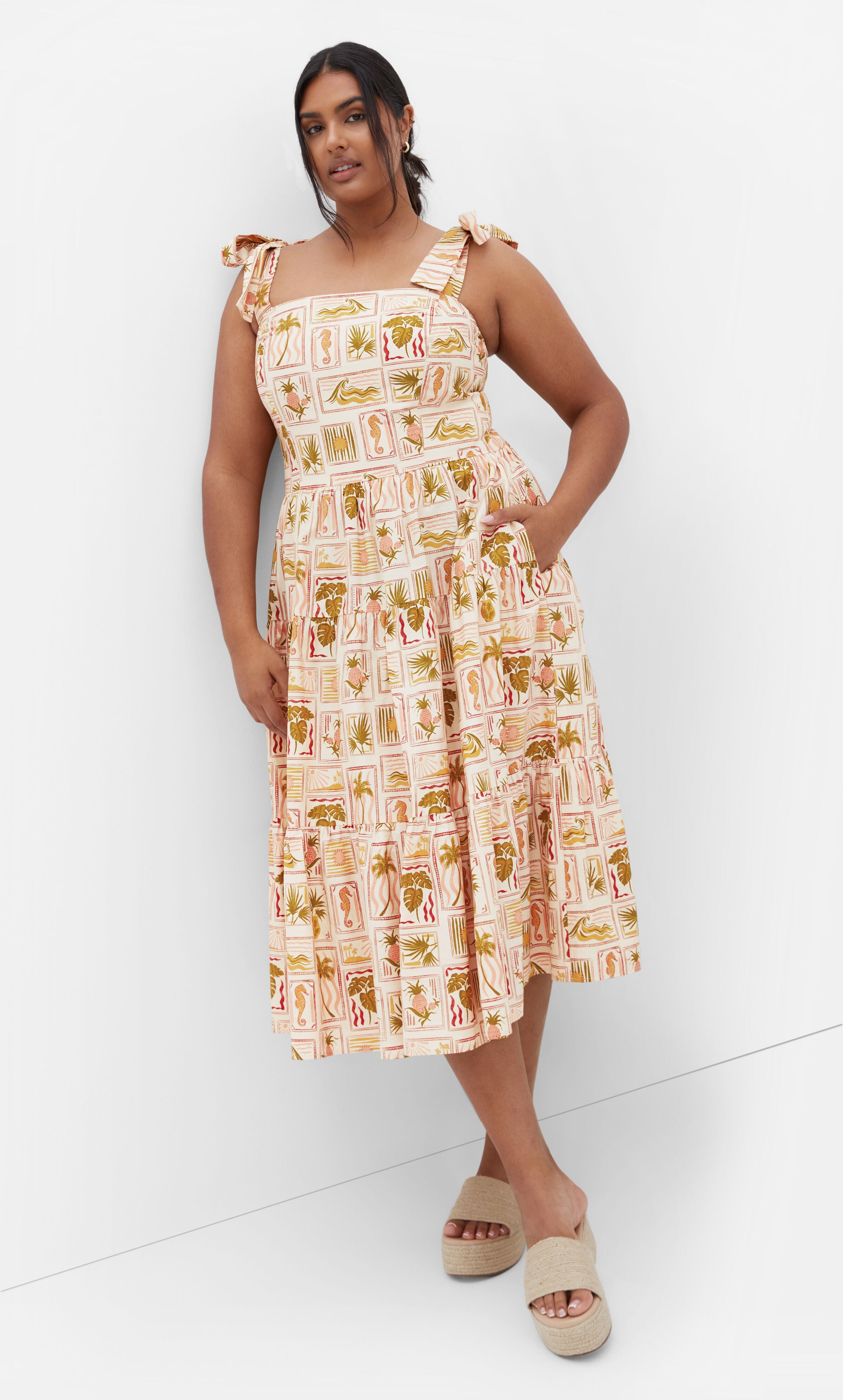 Leila Tropics Dress - print, PINK, hi-res image number 0