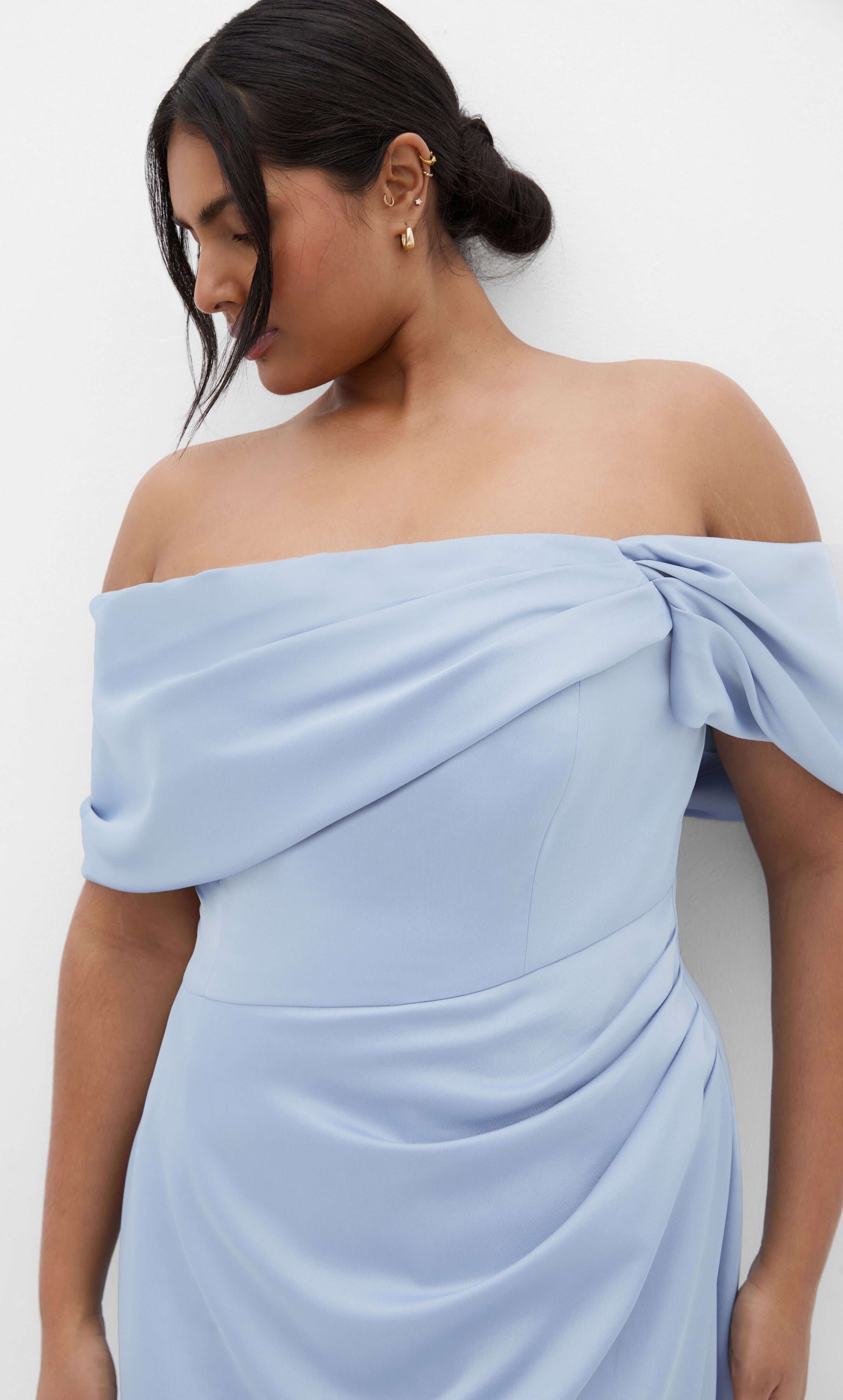 Paloma Off Shoulder Maxi Dress - dusty blue, BLUE, alternate image number 4