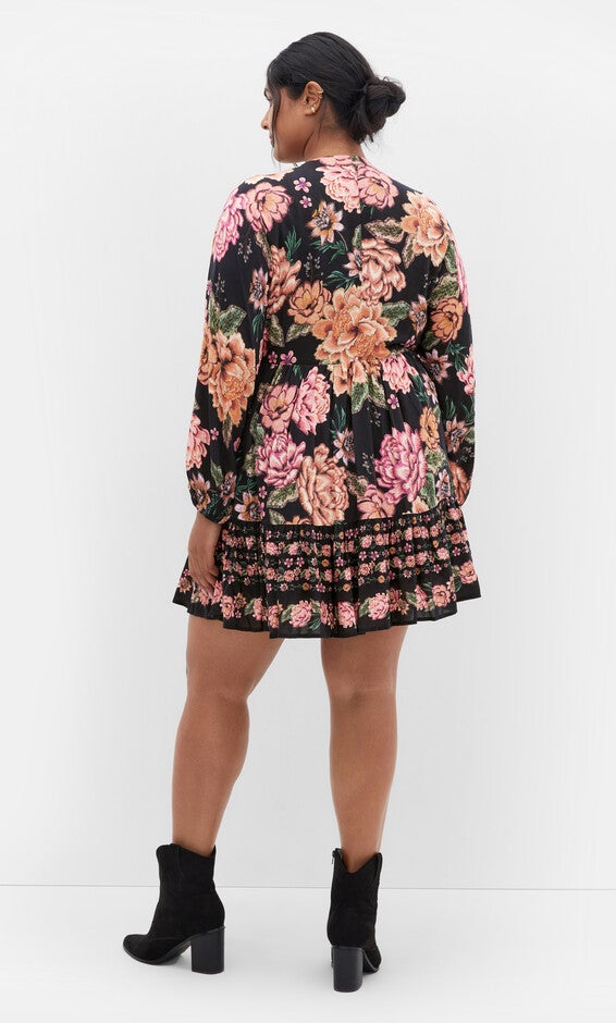 Devine Mini Border Dress - black, BLACK, alternate image number null