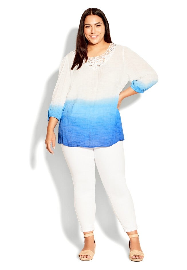 Gemma Lace Top, IVORY BLUE, hi-res image number 0