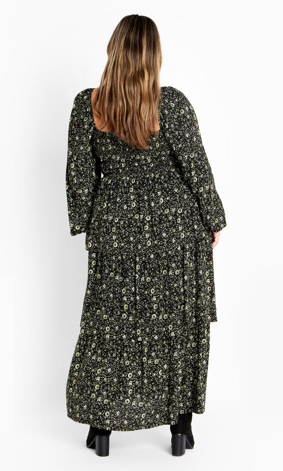 Dahlia Tiered Maxi Dress - olive, GREEN, alternate image number null