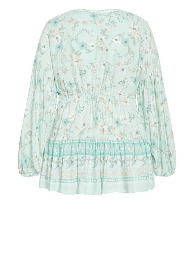 Spirited Floral Tunic - seafoam, GREEN, alternate image number null