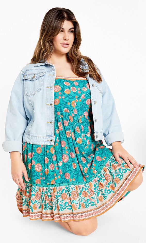 Aurora Mini Dress - gardenia, TURQUOISE, hi-res image number 0
