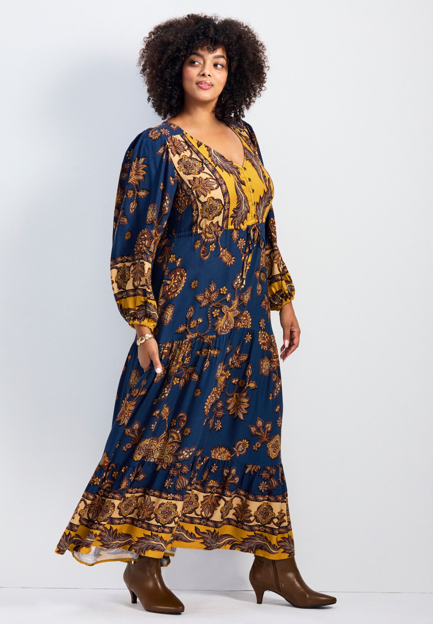 Ellery Long Sleeve Maxi Dress, NAVY BORDER, alternate image number 1