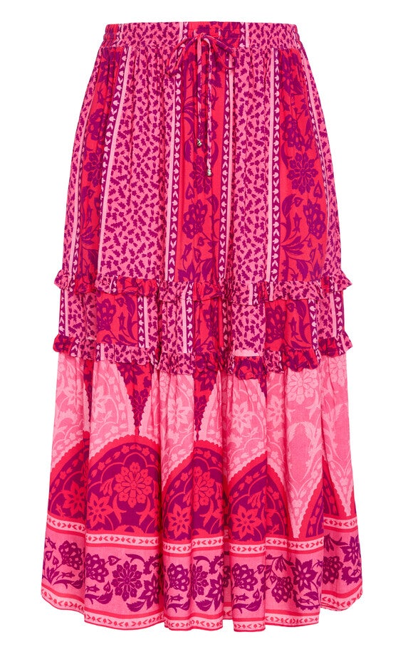 Samara Print Skirt - berry, PINK, alternate image number 3