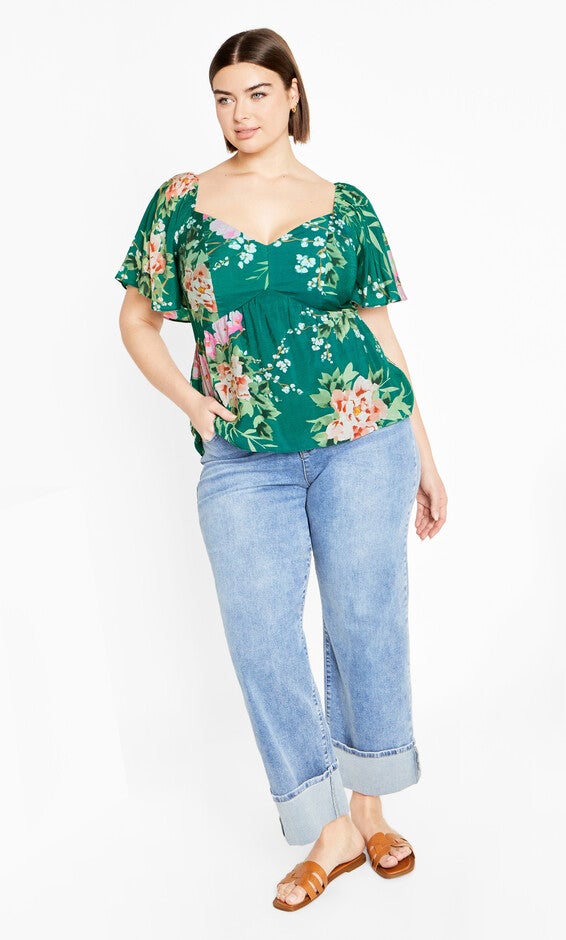 Marci Print Top - jade, JADE SWEET BLOSSOM, alternate image number 1