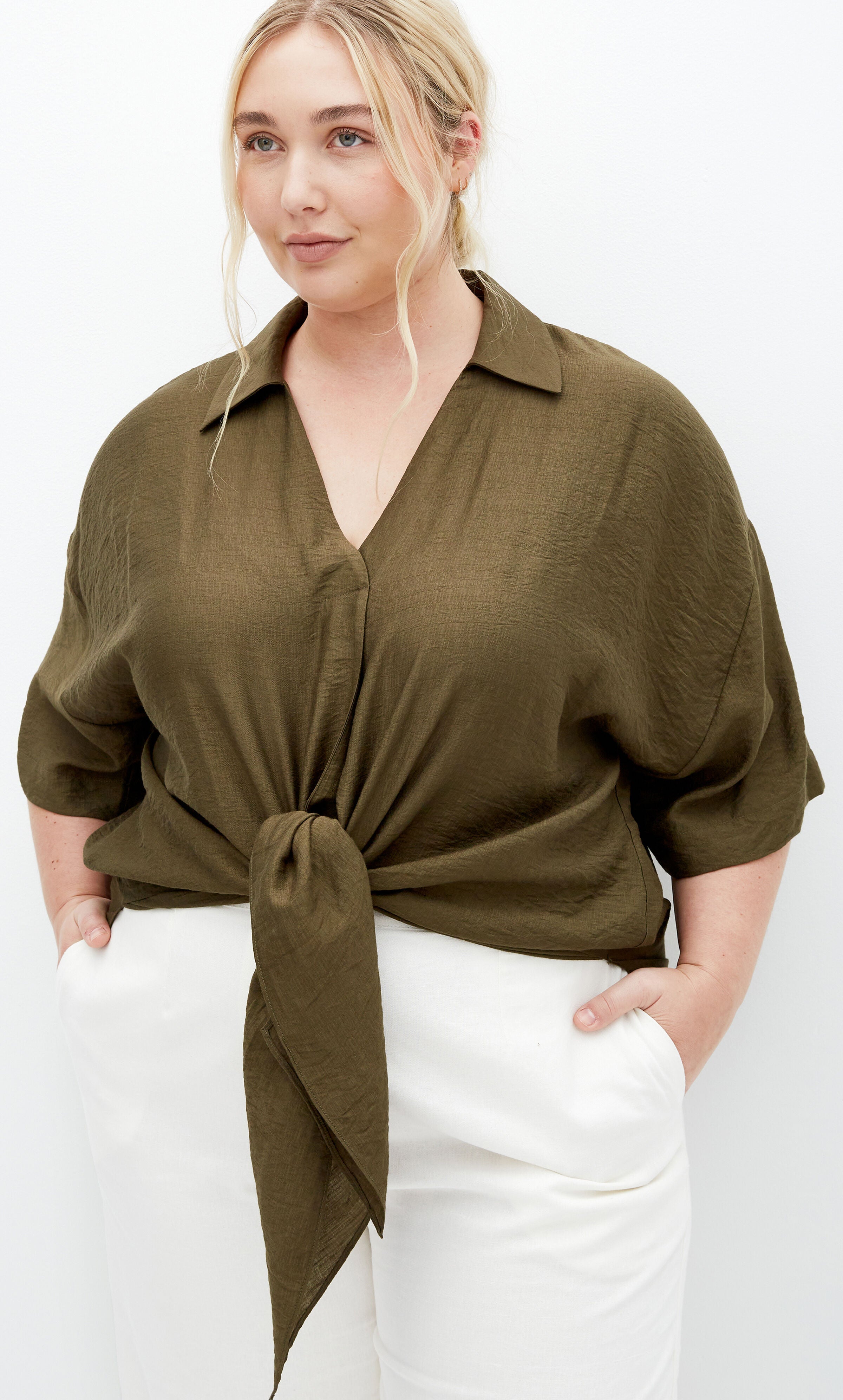 Rosie Shirt - khaki, GREEN, hi-res image number 0