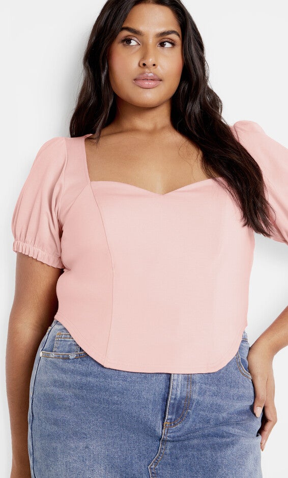Corset Puff Top - sugar, PINK, hi-res image number 0